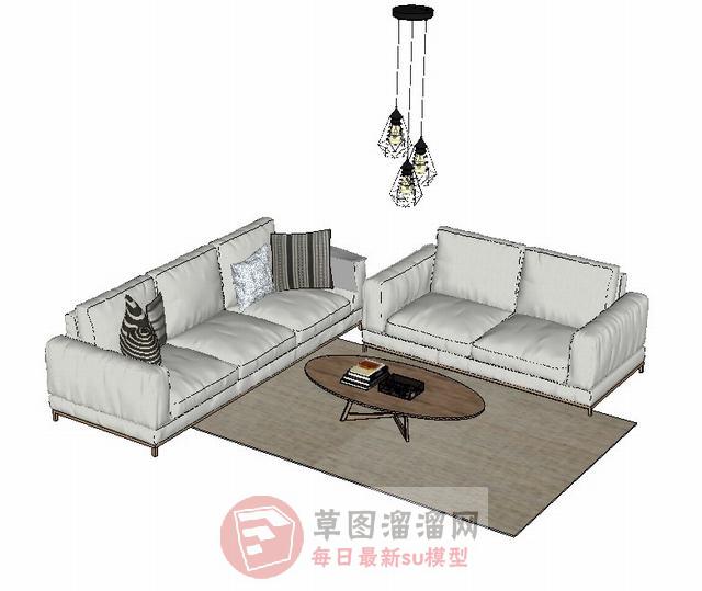 沙发茶几吊灯SU模型
