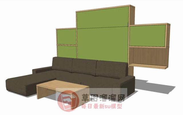 L型沙发茶几SU模型
