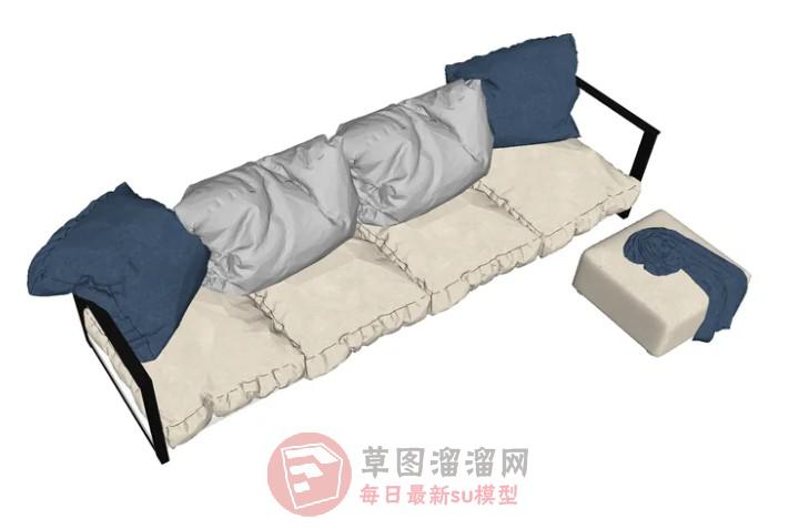 四人座沙发家具SU模型