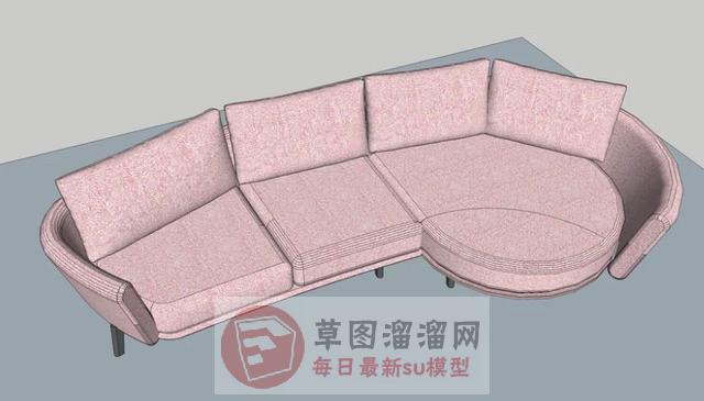 粉色组合沙发SU模型