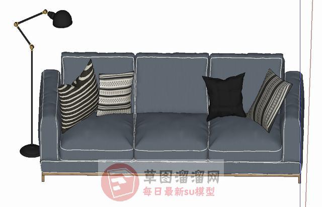 北欧三人座沙发SU模型