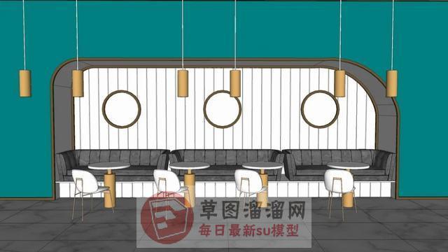 卡座餐桌椅沙发SU模型