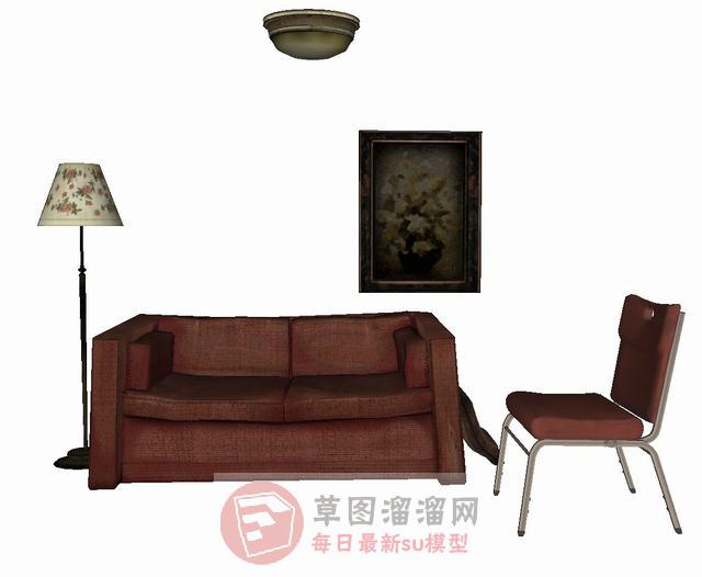 欧式古典沙发SU模型
