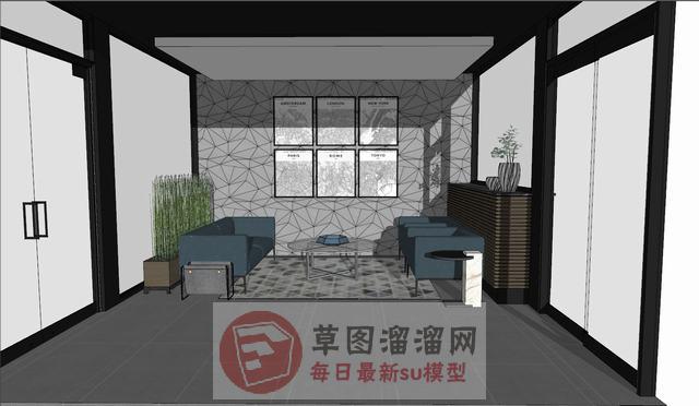 会客厅沙发边桌柜SU模型