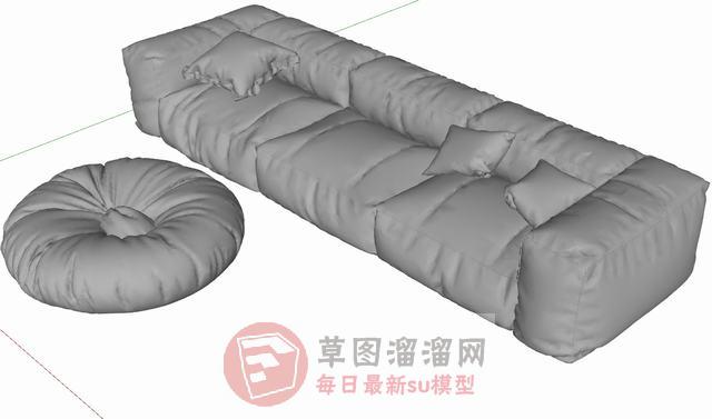 三人座沙发家具SU模型