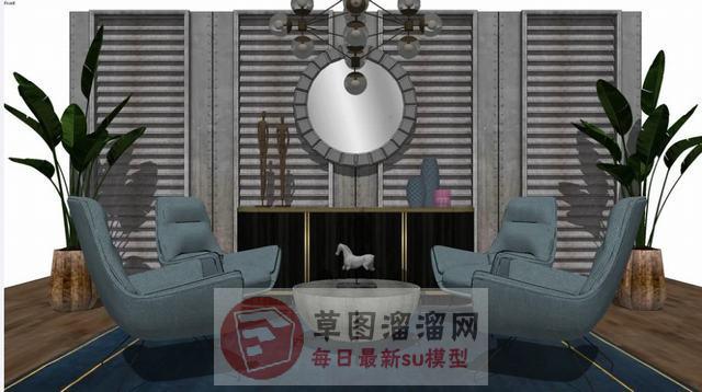 北欧客厅沙发SU模型