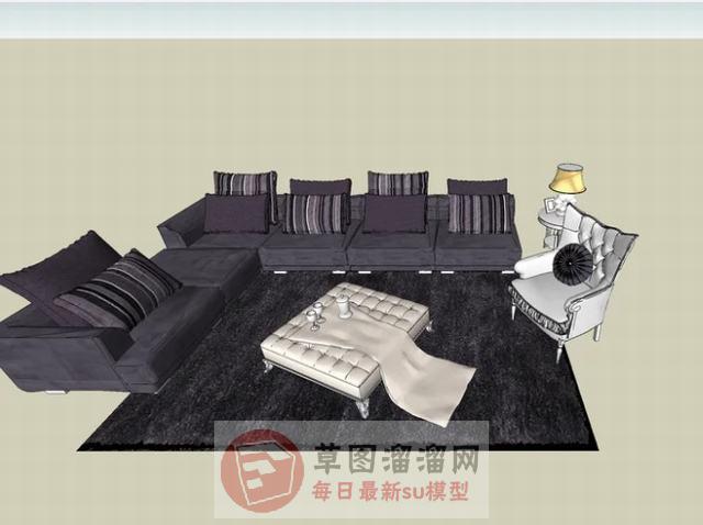沙发欧式茶几SU模型