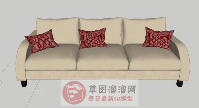 三人座沙发家具SU模型
