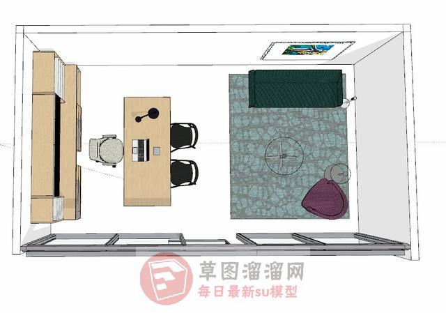 办公室办公桌沙发SU模型