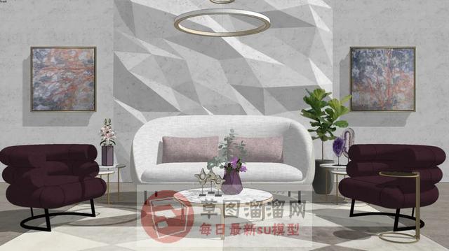 现代沙发茶几SU模型