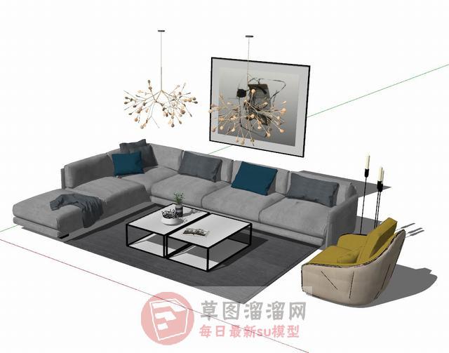 L型沙发家具SU模型