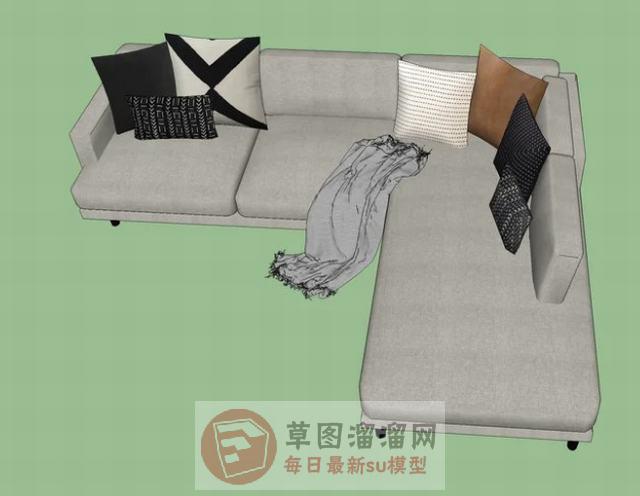 L形沙发抱枕SU模型