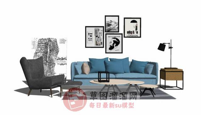 沙发茶几坐椅SU模型
