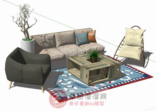 沙发茶几家具SU模型