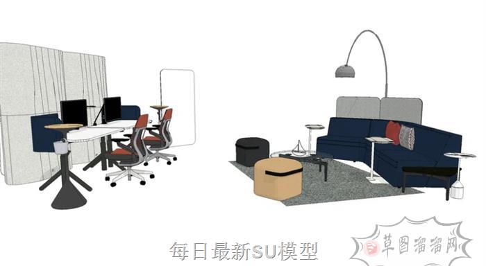 沙发茶几办公桌SU模型