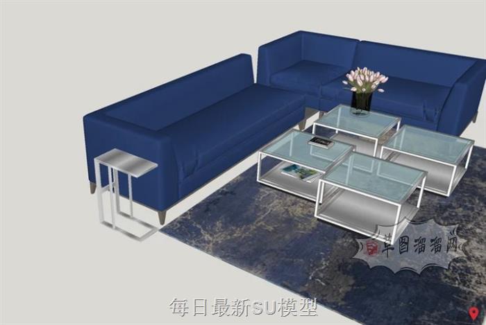沙发茶几组合SU模型