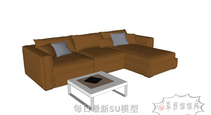 L型沙发茶几SU模型