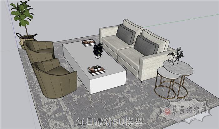 沙发茶几家具SU模型