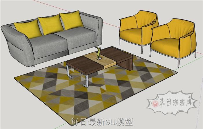 沙发茶几SU模型