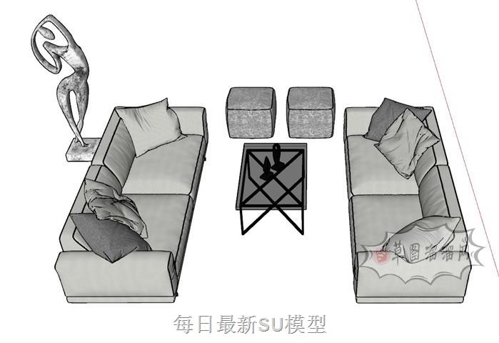 抽象人物沙发SU模型