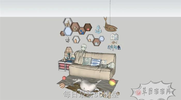 儿童玩具沙发SU模型