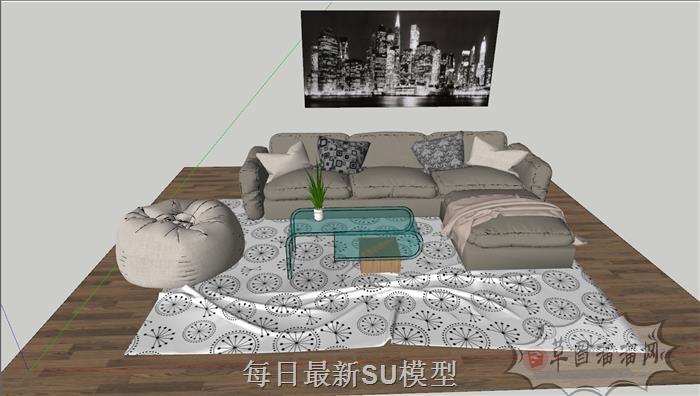 客厅沙发茶几SU模型