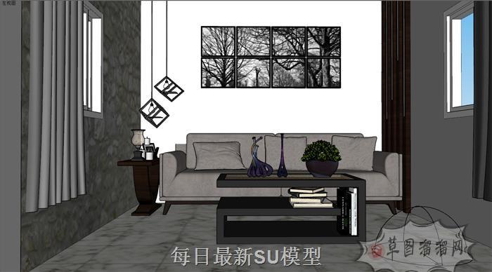 沙发茶几装饰SU模型