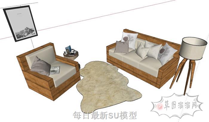 简约沙发落地灯SU模型