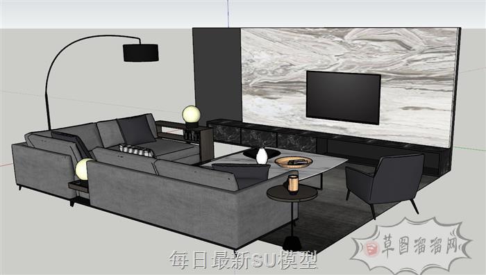 客厅沙发落地灯SU模型