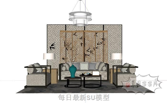 沙发茶几隔断SU模型