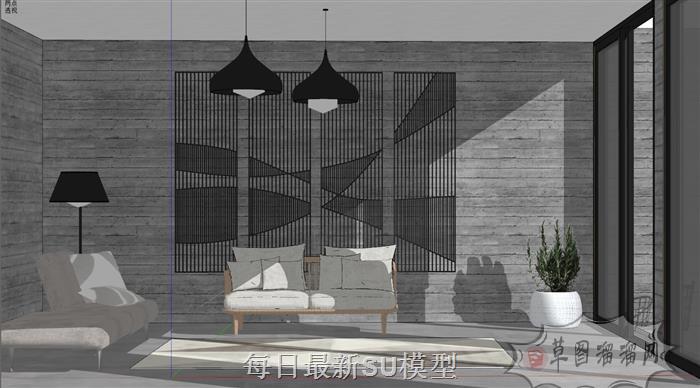 沙发家具吊灯SU模型