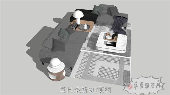 简欧沙发茶几SU模型