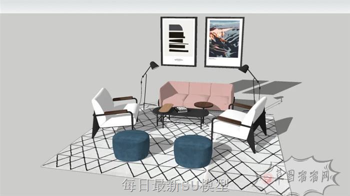 北欧沙发茶几SU模型