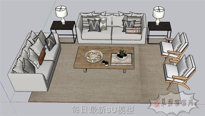 沙发茶几桌灯SU模型
