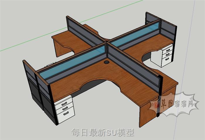 员工职工座位SU模型