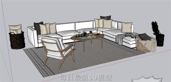 L形沙发家具SU模型