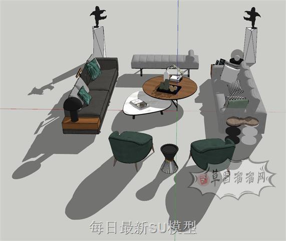 沙发茶几摆件SU模型