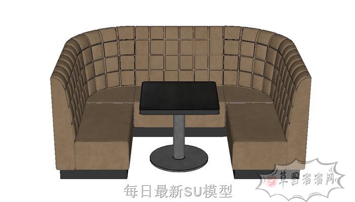 u型沙发卡座SU模型