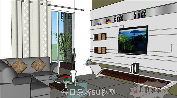 客厅沙发电视柜SU模型
