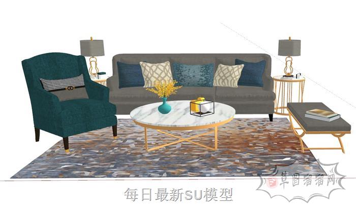 北欧沙发茶几SU模型