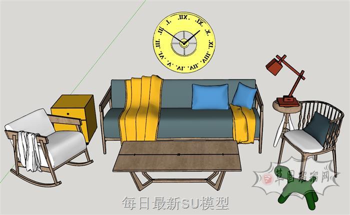沙发茶几SU模型
