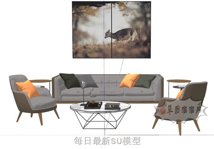 沙发茶几SU模型
