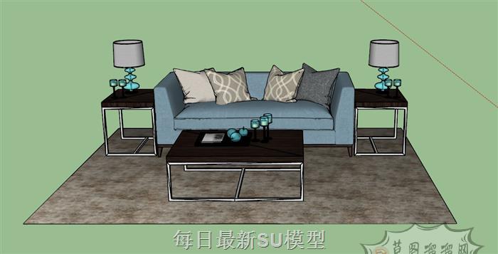 沙发茶几桌灯SU模型