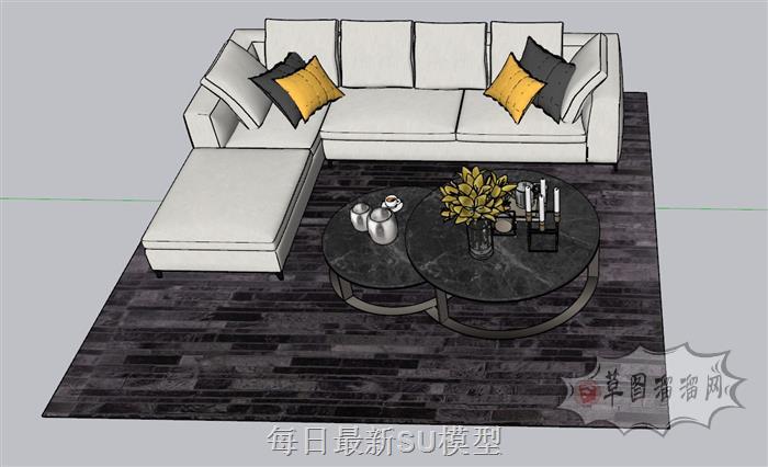 沙发茶几地毯SU模型