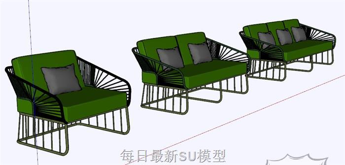 藤制沙发椅沙发SU模型