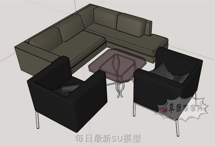 沙发沙发椅洽谈桌SU模型