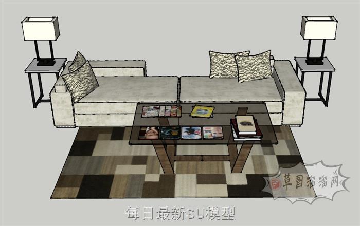 沙发茶几边桌SU模型