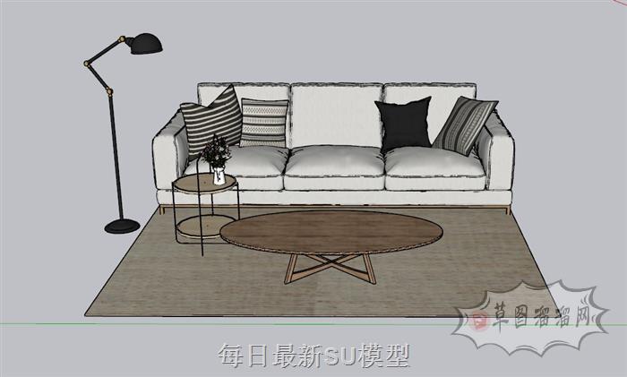沙发落地灯茶几SU模型
