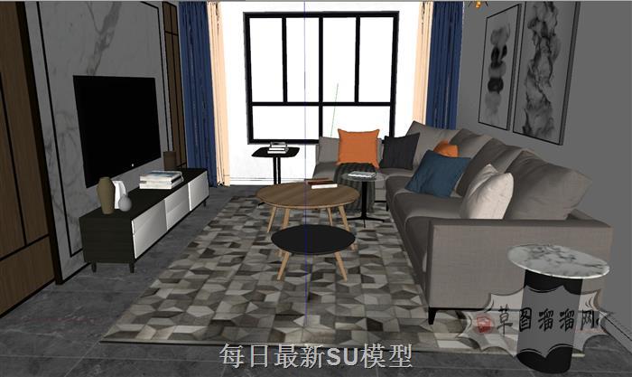 客厅沙发茶几SU模型
