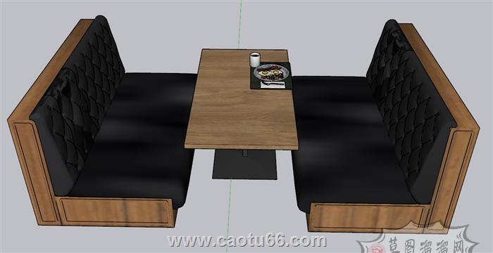 工业风餐桌椅卡座SU模型